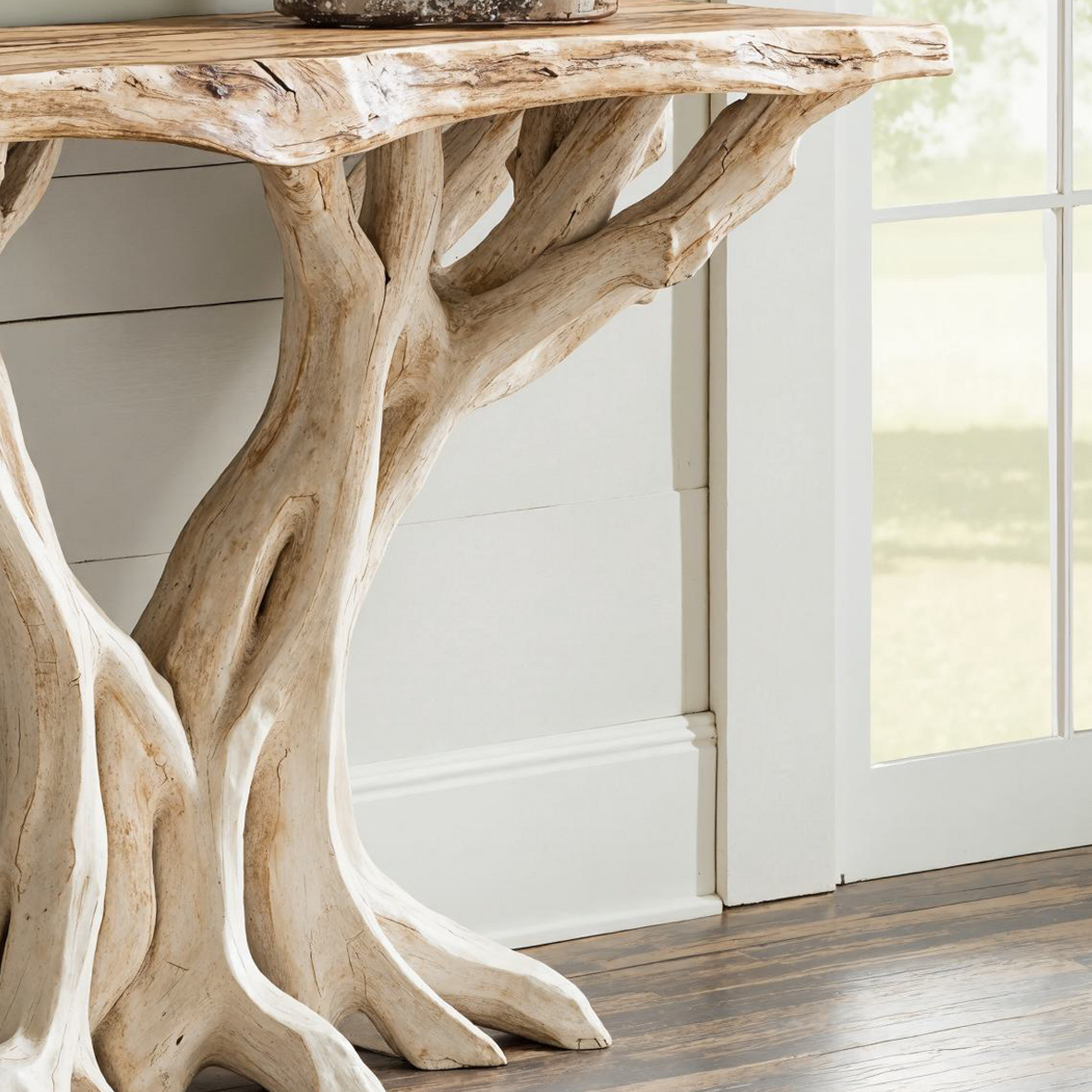 Rustic farmhouse wood console table for entryway decor with natural finish and sturdy design-3